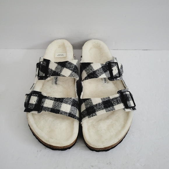 New Birkenstock Men\'s Arizona Rivet Shearling Sandal Plaid Wool ,Size 11 - 11,5 main image 4